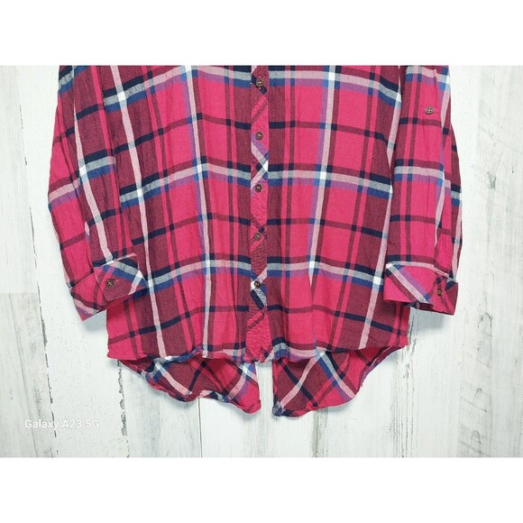 Hester & Orchard Shirt Womens L Red Plaid Flannel Button Up Long Sleeve - Picture 2 of 7